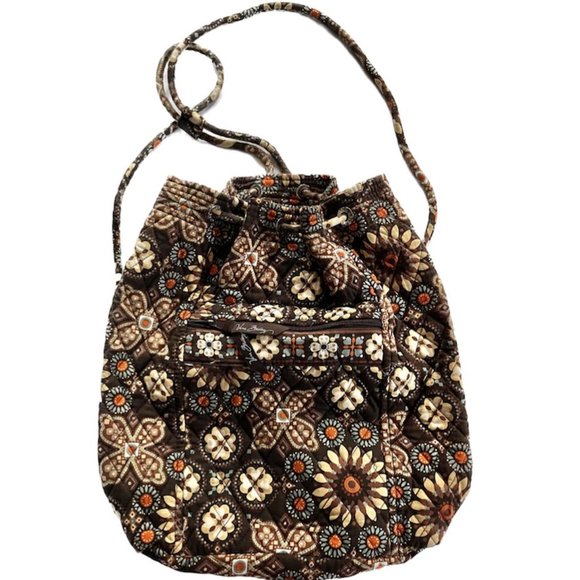 Vera Bradley Women's Brown Floral Drawstring Backpack - Picture 1 of 5